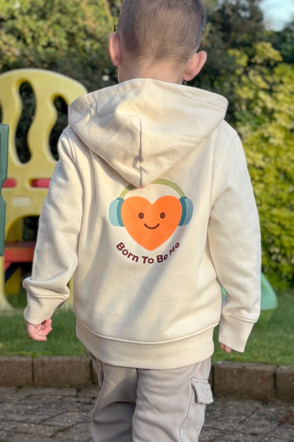 Unisex Children's Born To Be Me Hoody - Cream